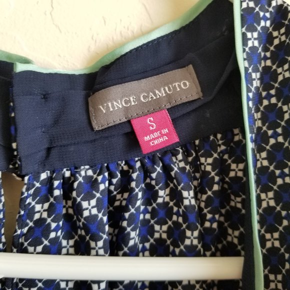 Vince Camuto Halter Neck Blue with Mint trim Printed Blouse S - Picture 3 of 6